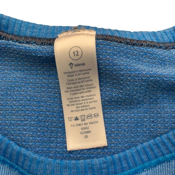 Ivivva Lululemon Girls 12 Swiftly Seamless Long Sleeve Blue Thumbholes Athletic - Picture 6 of 7